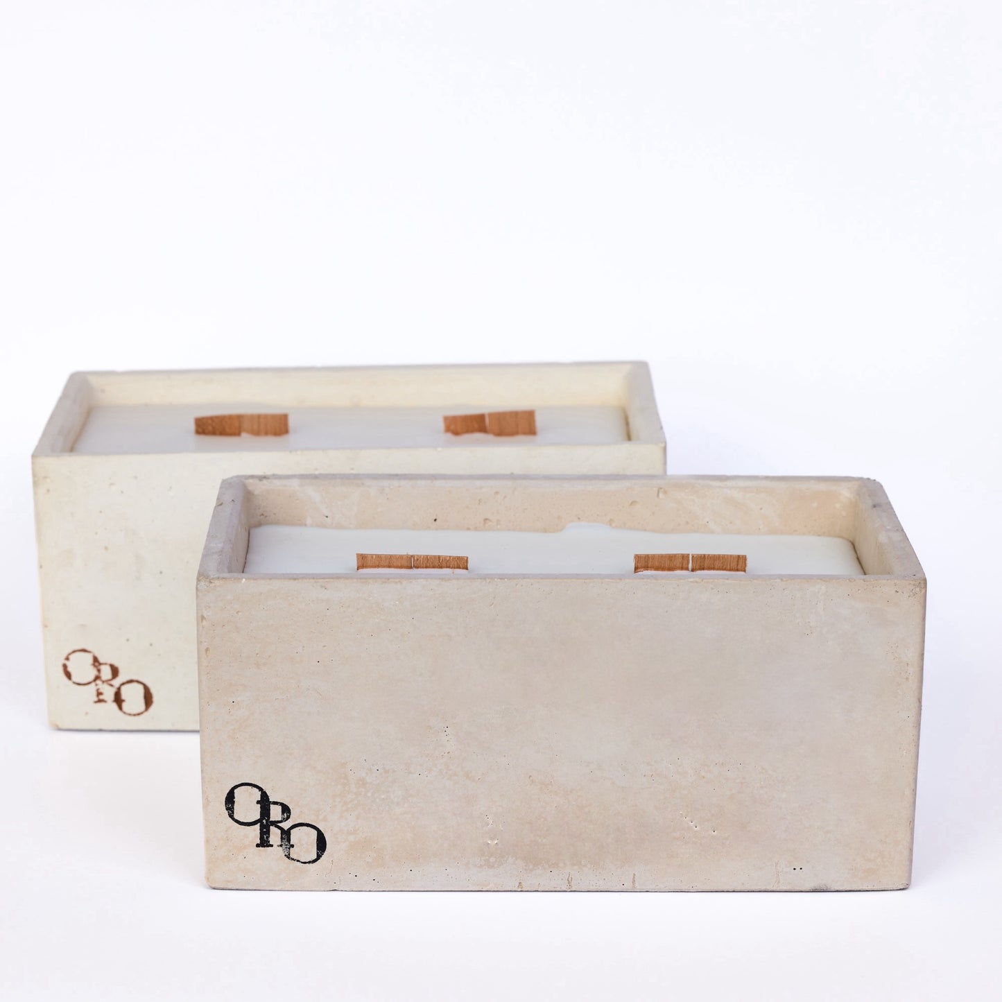 Rectangle stone candle