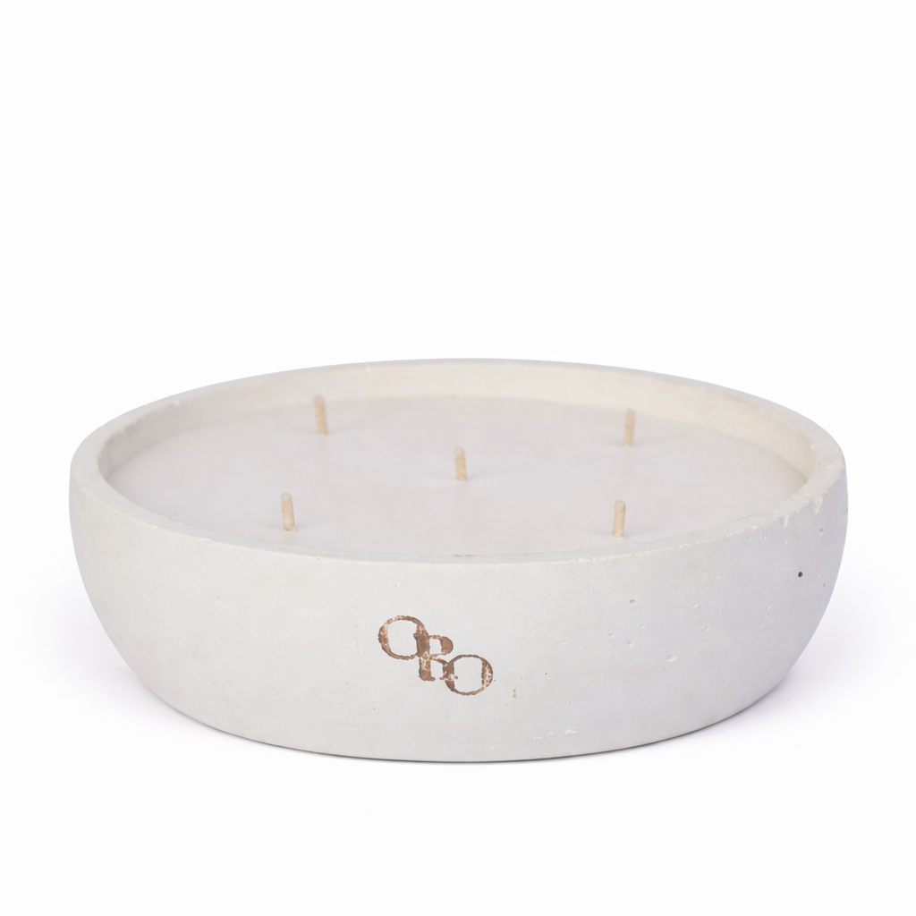 Large plate stone candle