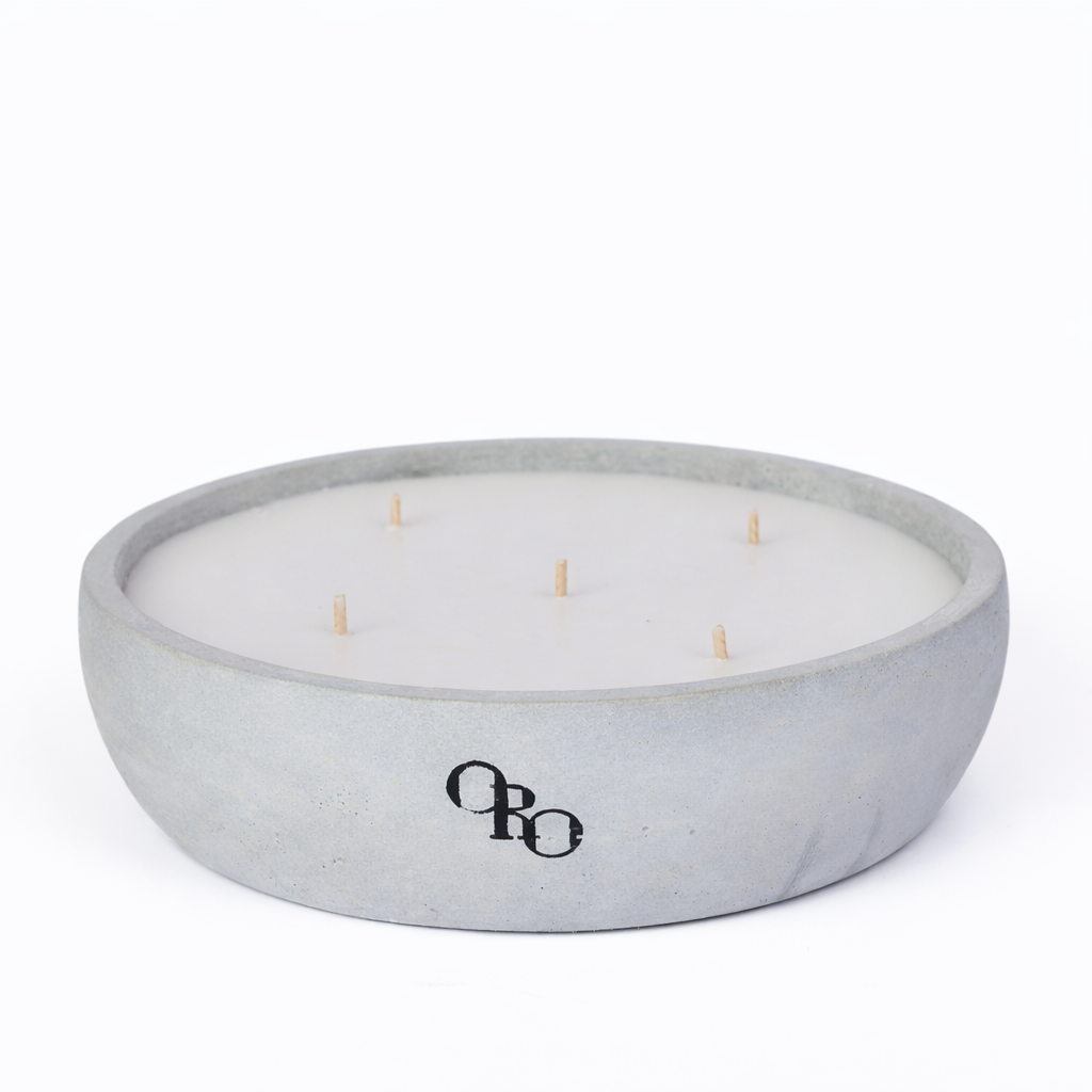 Large plate stone candle
