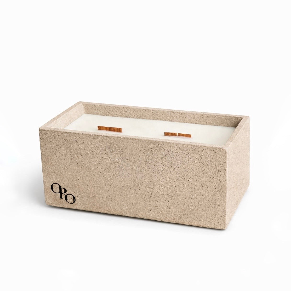 Rectangle stone candle