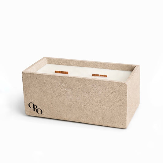Rectangle stone candle