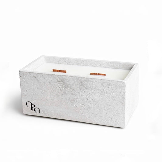 Rectangle stone candle