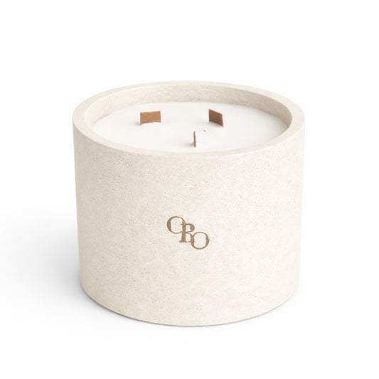 Large stone round candle