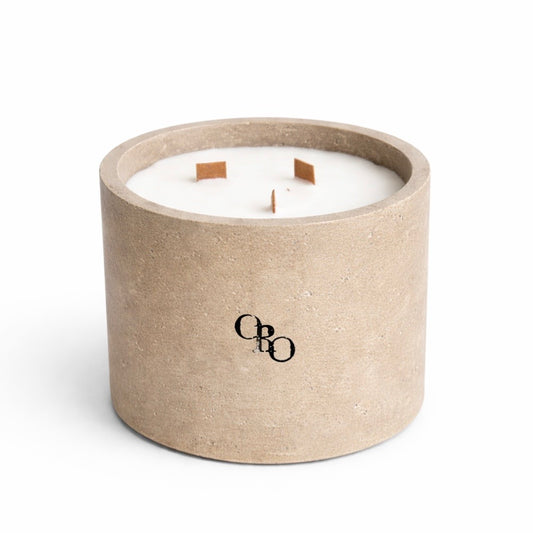 Large stone round candle