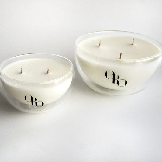 Double glass bowl candle