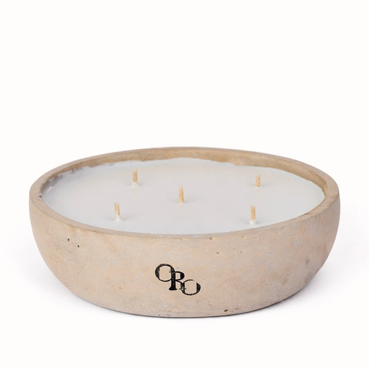 Large plate stone candle